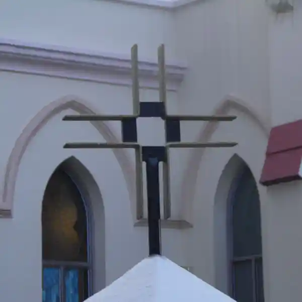 Rosary Church Hong Kong exterior, angles forming cross